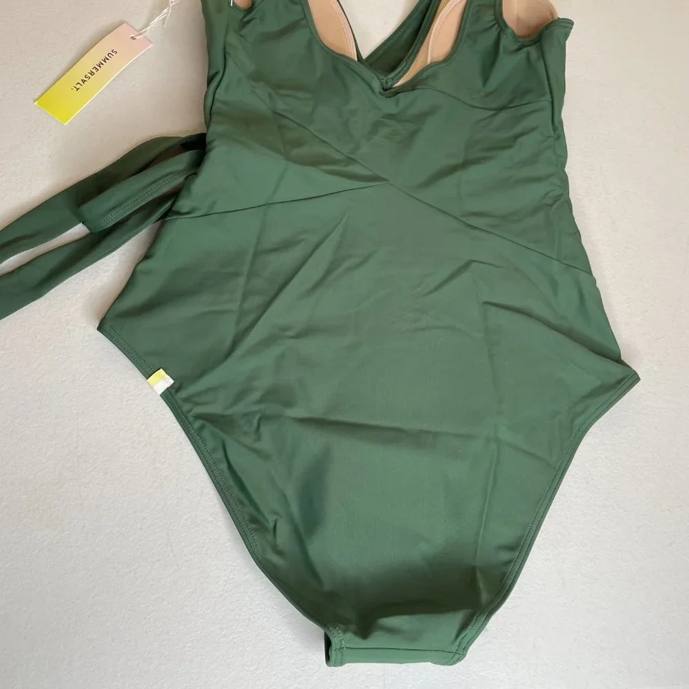 New SUMMERSALT Perfect Wrap One-Piece Olive Swimsuit Size 6 - Picture 10 of 16